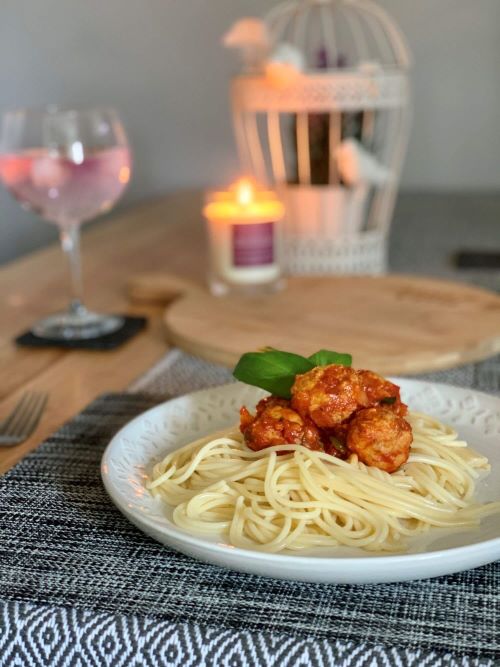 Spaghetti and Chicken Meatballs
