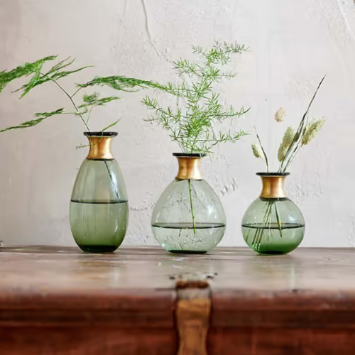 green glass vases