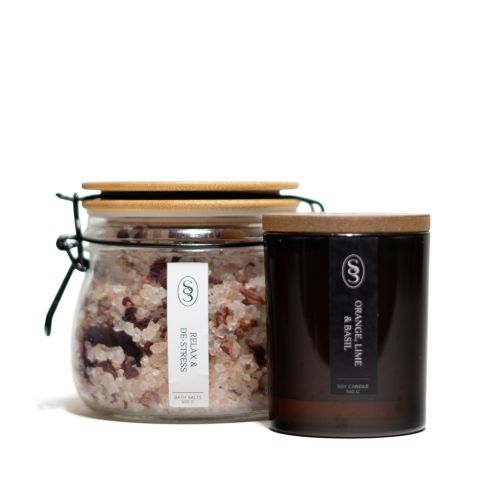 Me-Time Natural Candle & Bath Salts Gift Set