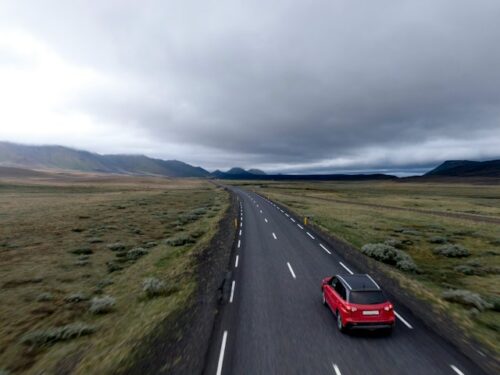 red hatchback car